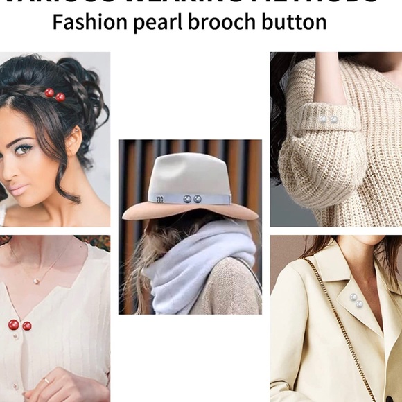 2 Pieces Faux Pearl Brooch Pins Neckline Safety Pins Sweater Shawl - Picture 6 of 11